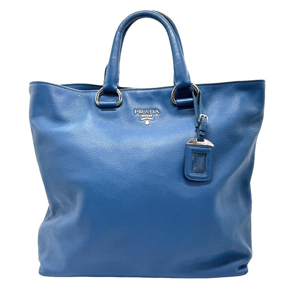 Prada Vitello Daino leather shopping 2way tote Blue